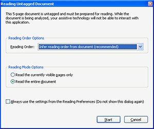 Reading Untagged Document Dialog