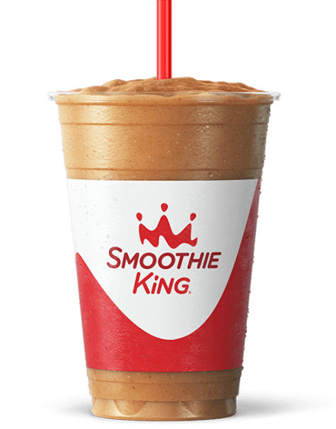 Product image of smoothie king cup with brown smoothie inside