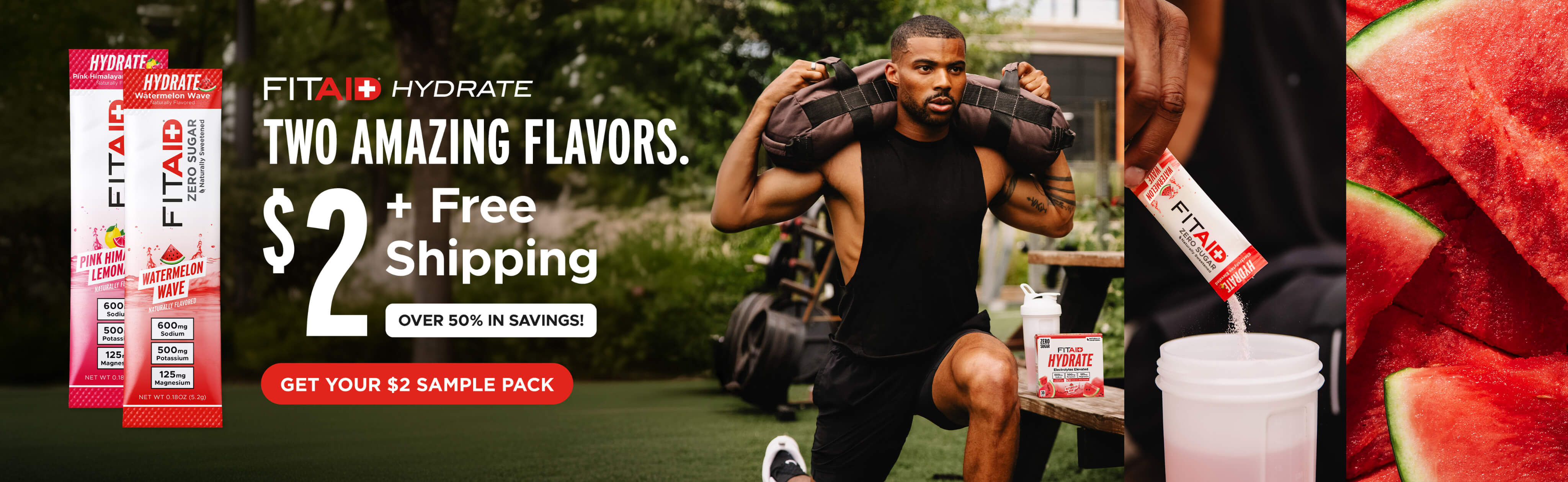FITAID Hydrate two amazing flavors. $2 + free shipping over 50% in savings!