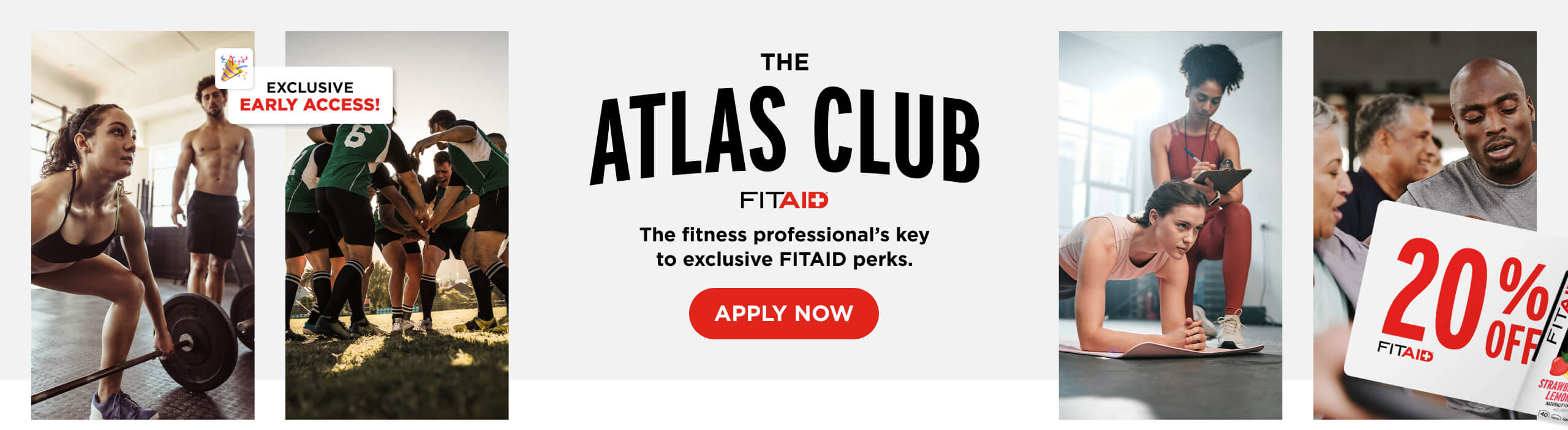 The Atlas Club FITAID - The fitness professional's key to exclusive FITAID perks.