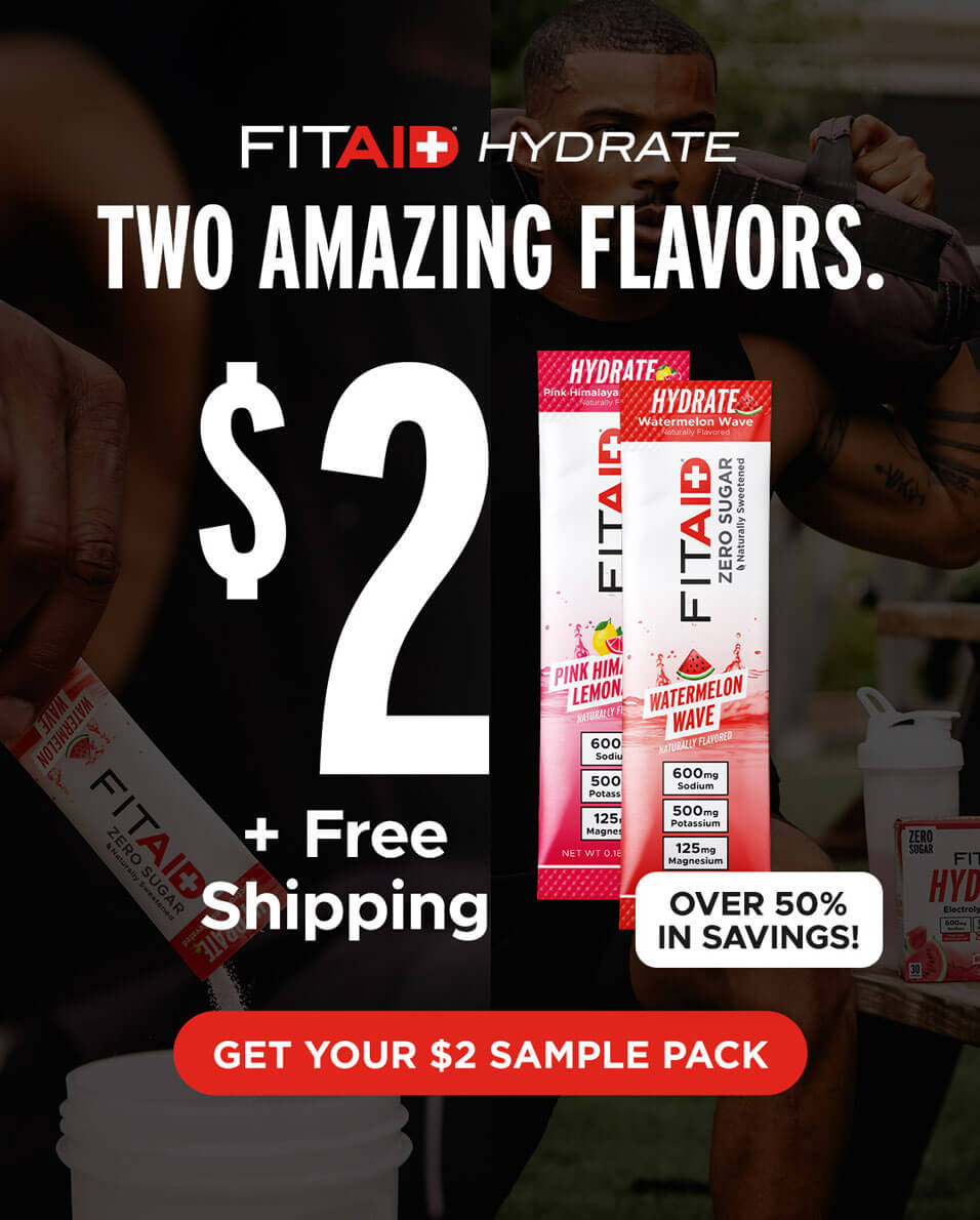 FITAID Hydrate two amazing flavors. $2 + free shipping over 50% in savings!