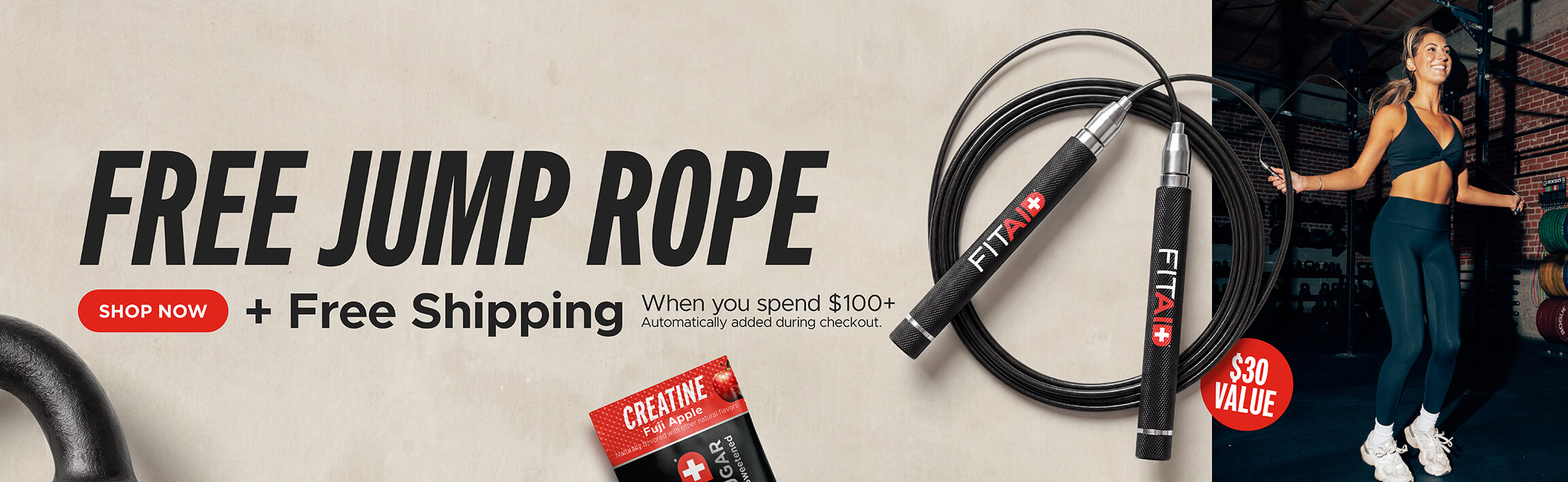 Free Jump Rope, When you spend $100.
